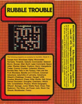 Rubble Trouble (1983)(Program Power) box cover back